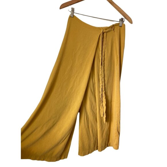 Anthropologie Little Lies Yellow Flowy Wide Leg Pants Women’s M - Picture 2 of 6